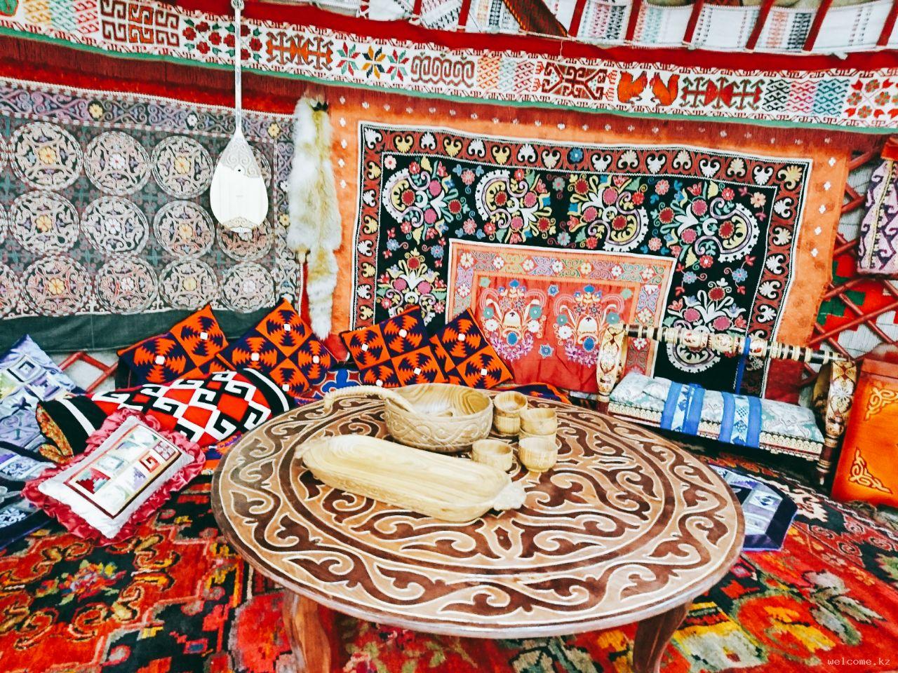 Inside a yurt